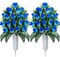 2 Sets Artificial Cemetery Rose Bouquets with Vase – Memorial Grave Decorations for Lasting Tribute